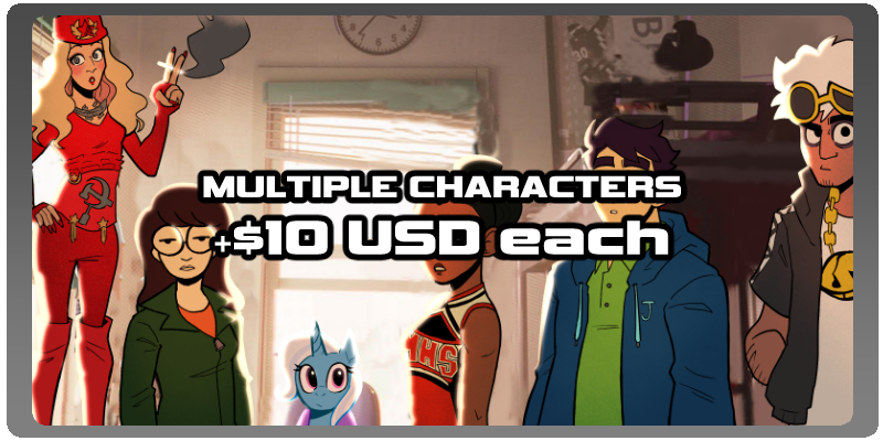 Multiple characters: +$10 USD each